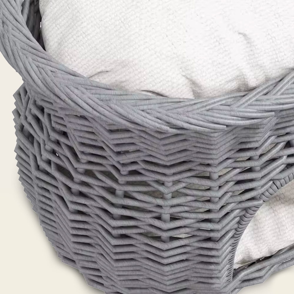 Panier Gris en Osier<br>pour Chat