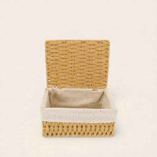 Panier Carré Tressé en Osier<br>avec Couvercle