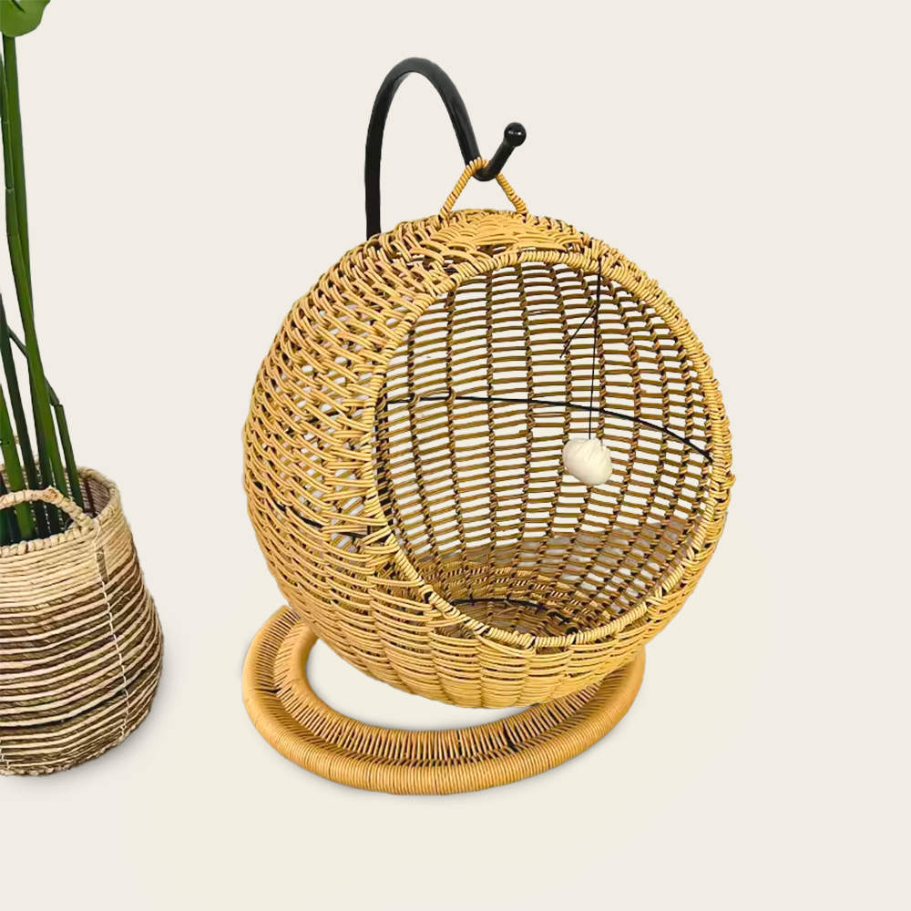 Panier Suspendu<br>en Osier pour Chat