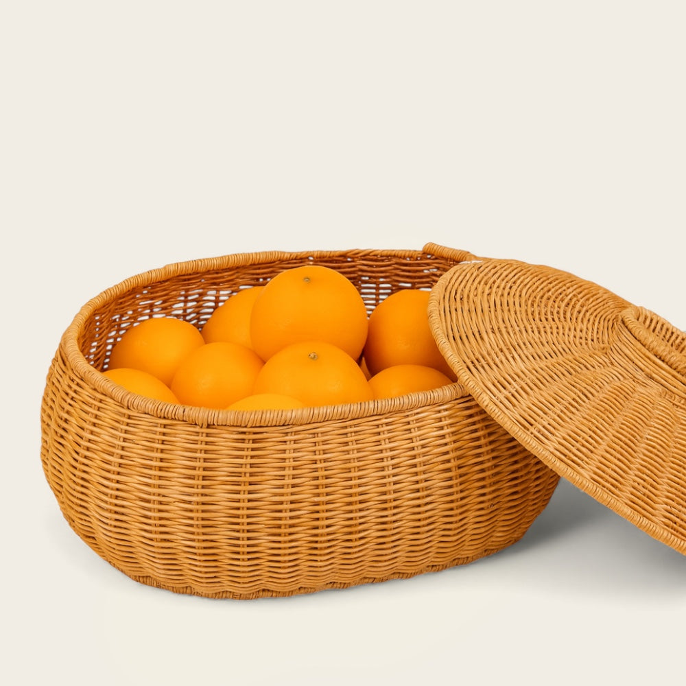 Panier en Osier avec Couvercle<br>à Petit Prix