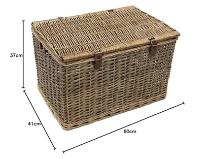 JVL Handmade : Panier en osier avec sangles en simili cuir, taille XL