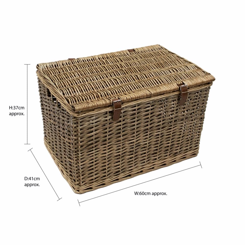 JVL Handmade : Panier en osier avec sangles en simili cuir, taille XL