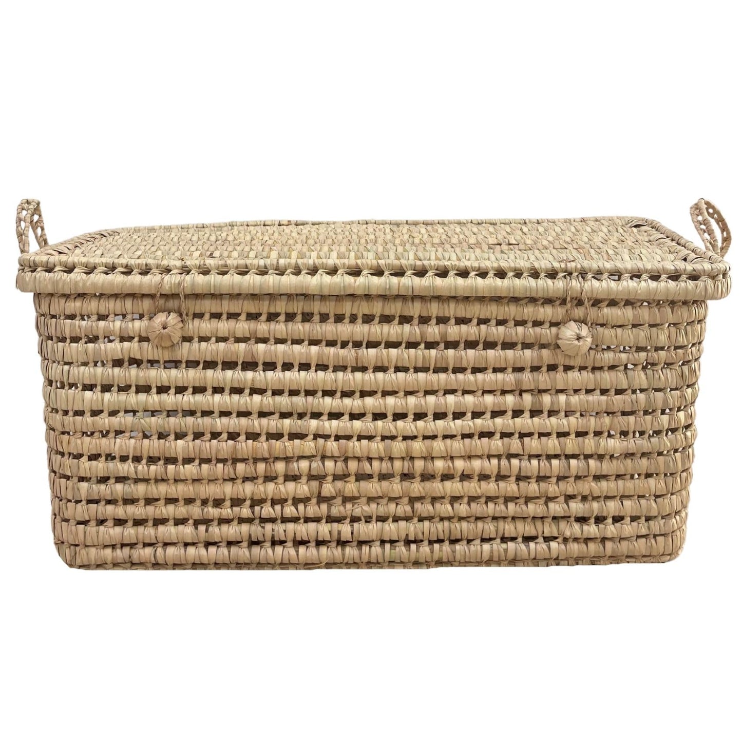 Homemaison Malle de rangement feuille de palmier - Coffre de rangement feuille de palmmier - 20 x 40 x 20 cm - Artisanat Marocain - Couleur Naturel