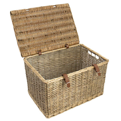 JVL Handmade : Panier en osier avec sangles en simili cuir, taille XL