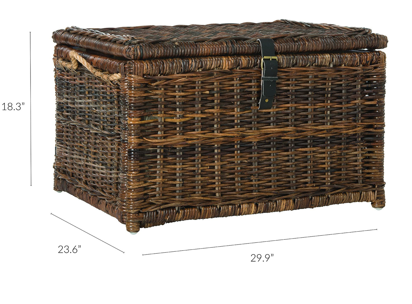 happimess HPM9001B Caden Malle de Rangement en Osier pour la Maison, la Chambre, Le Salon, Le Couloir, 76 cm, Brun