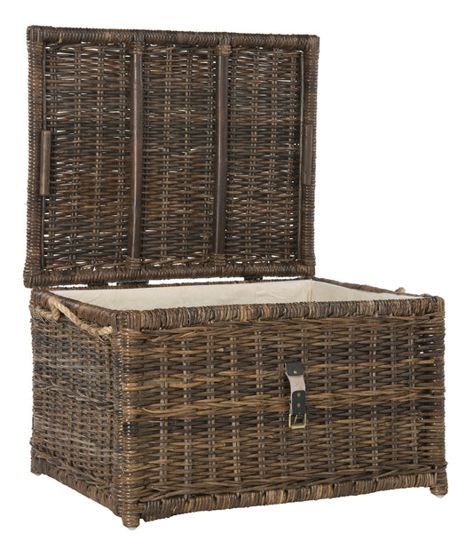 happimess HPM9001B Caden Malle de Rangement en Osier pour la Maison, la Chambre, Le Salon, Le Couloir, 76 cm, Brun