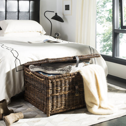happimess HPM9001B Caden Malle de Rangement en Osier pour la Maison, la Chambre, Le Salon, Le Couloir, 76 cm, Brun