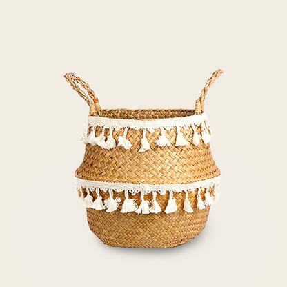 Panier en Osier<br>avec Pompon