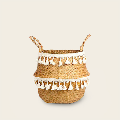 Panier en Osier<br>avec Pompon