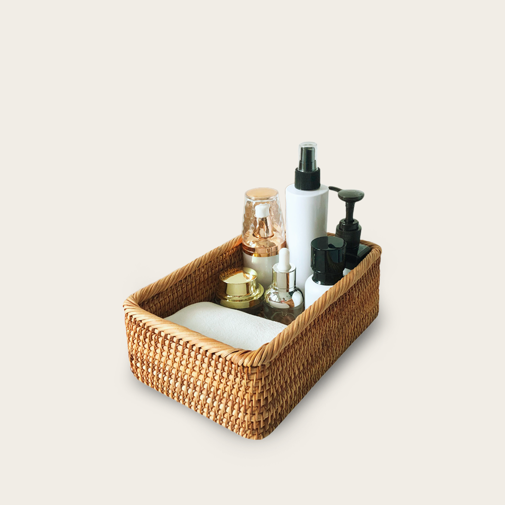 Panier en osier<br>pour salle de bain