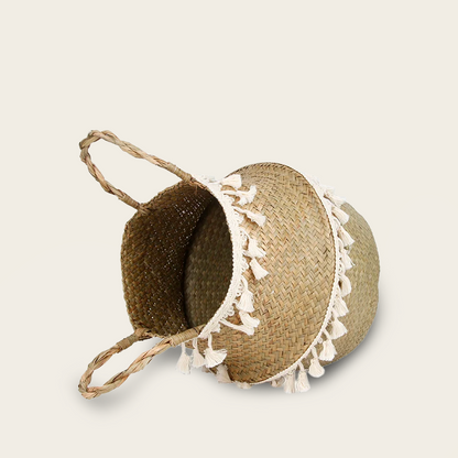 Panier en Osier<br>avec Pompon