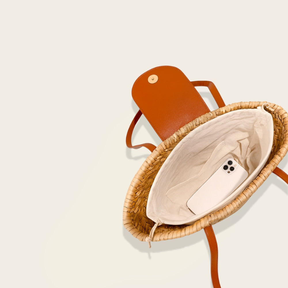 Cabas en Cuir<br>et Osier