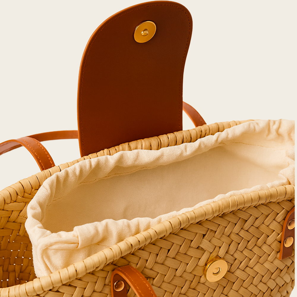 Cabas en Cuir<br>et Osier