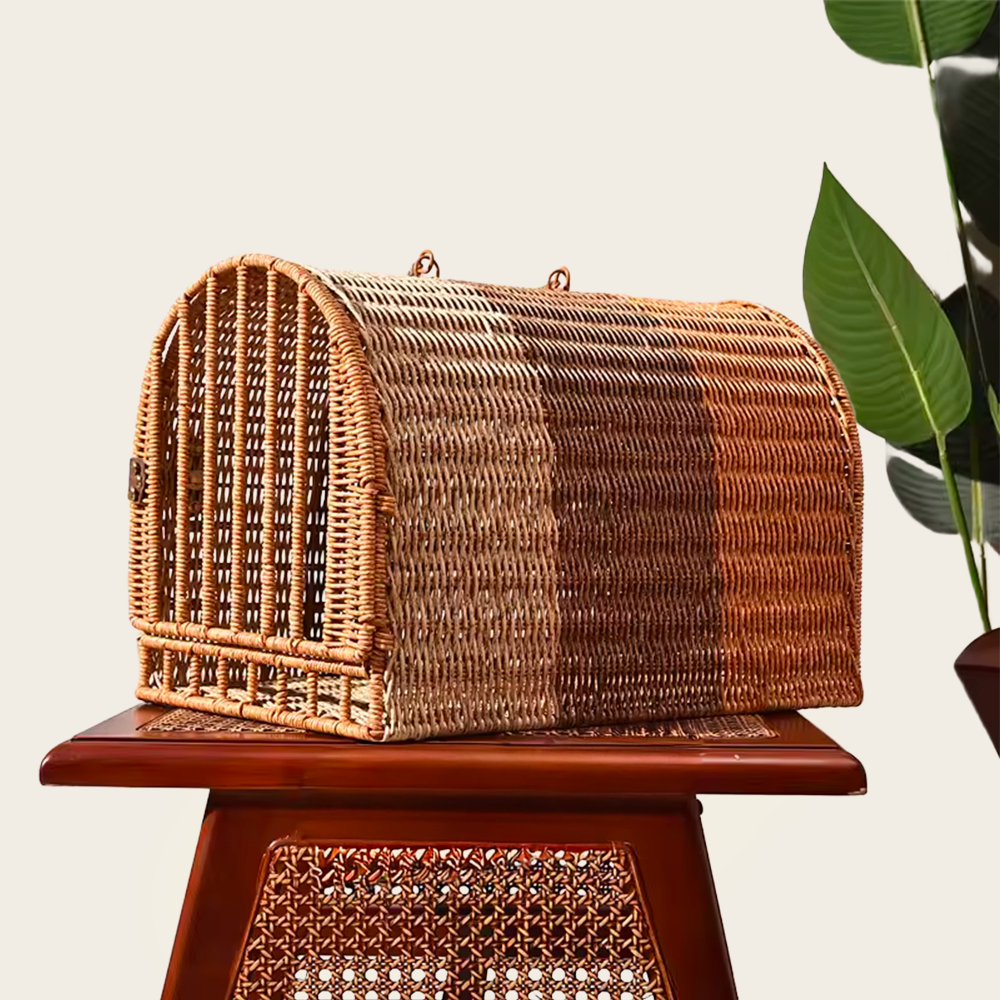 Panier de Transport<br>en Osier pour Chat