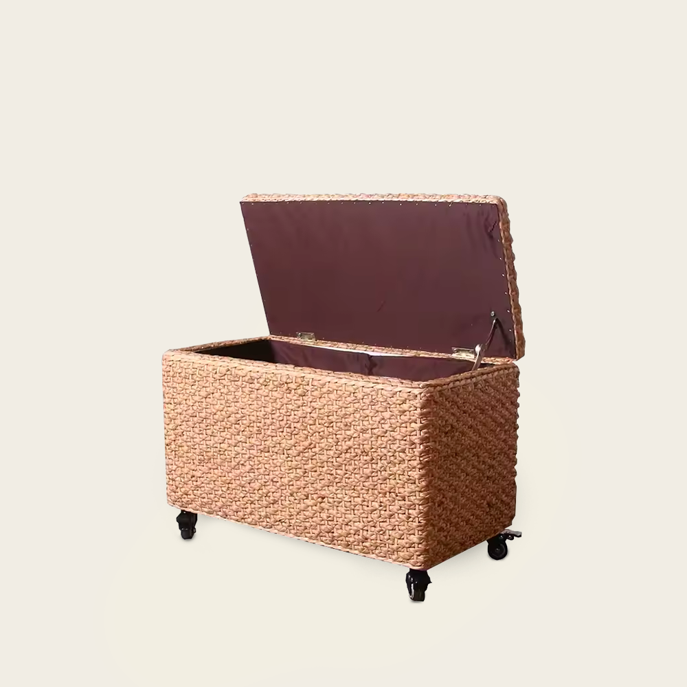 Coffre en Osier<br>sur Roulettes