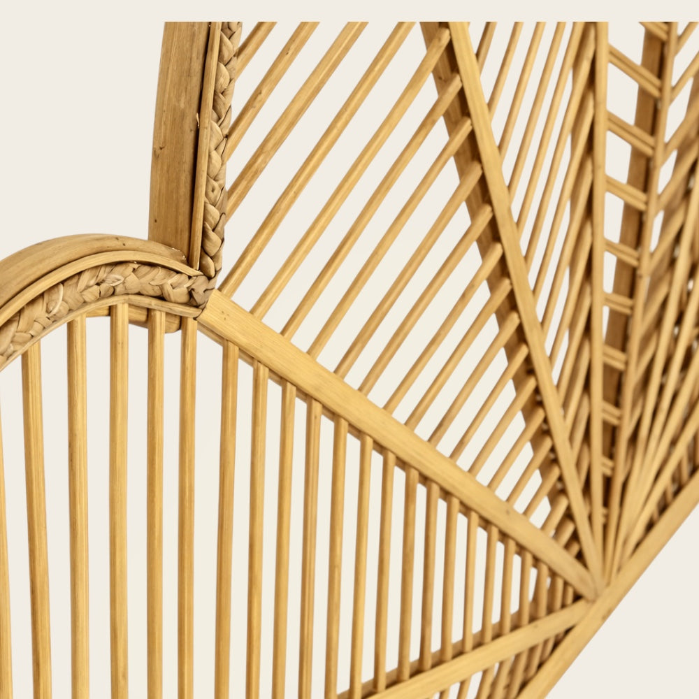 Tête de Lit<br>en Osier en Forme de Paon