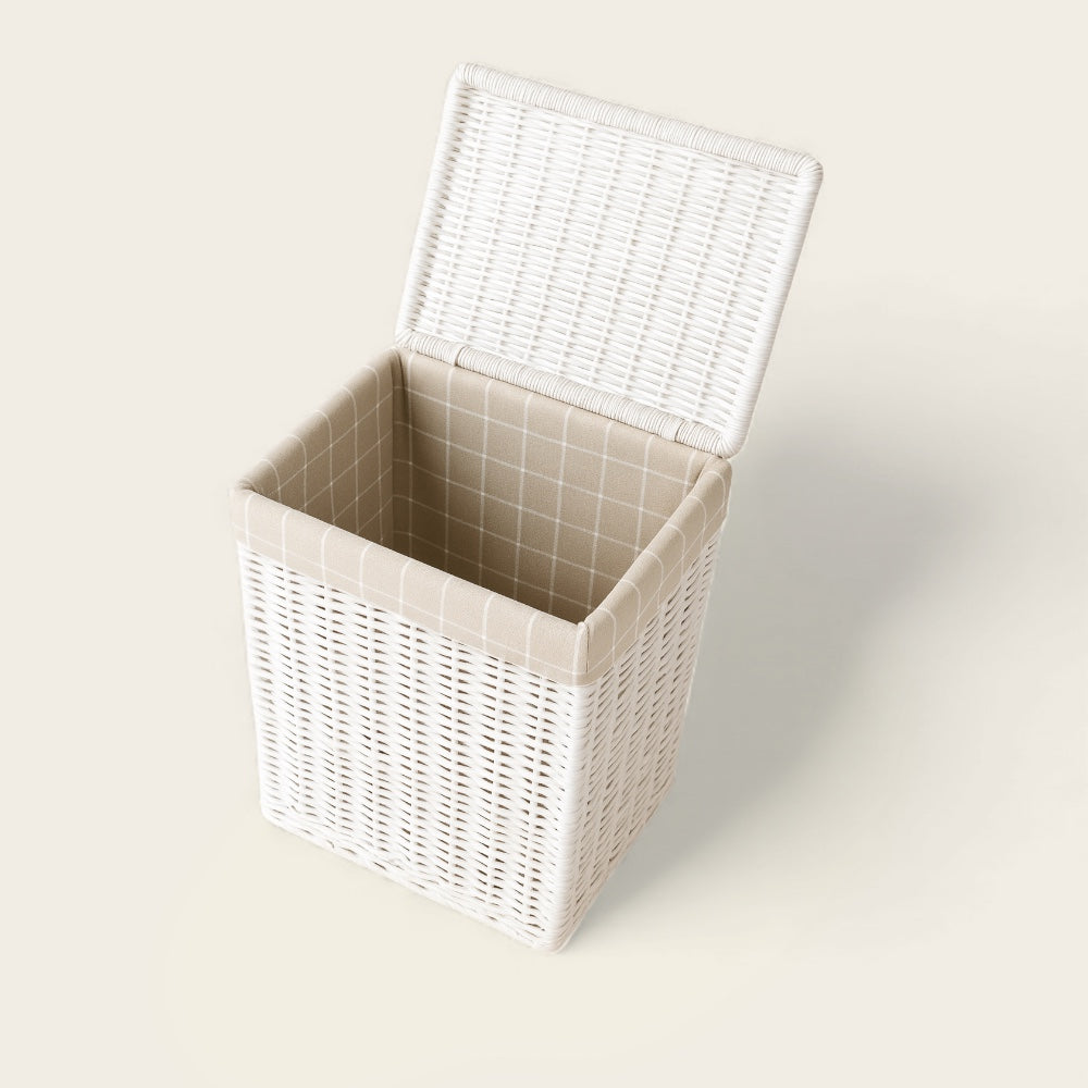 Panier Blanc en Osier<br>avec Couvercle