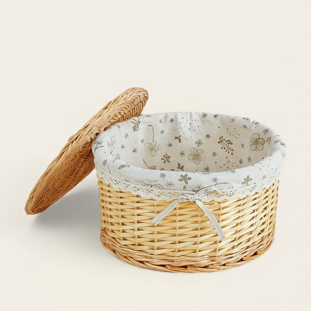 Ancien Panier en Osier<br>avec Couvercle