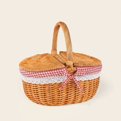 Ancien Panier en Osier<br>à deux Couvercles