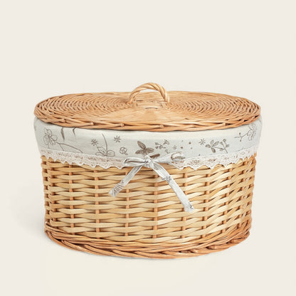 Ancien Panier en Osier<br>avec Couvercle