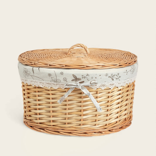 Ancien Panier en Osier<br>avec Couvercle