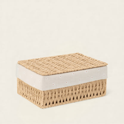 Panier Carré Tressé en Osier<br>avec Couvercle