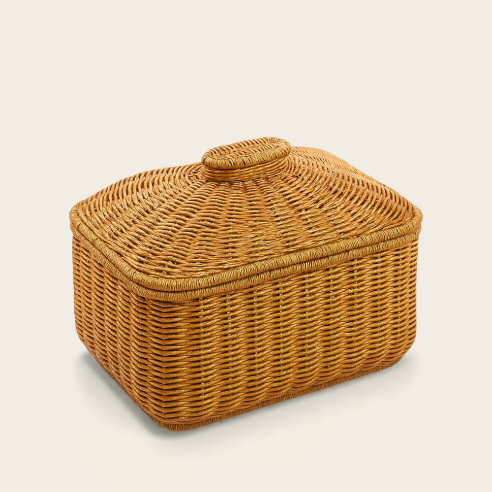 Panier Carré en Osier<br>avec Couvercle