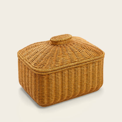 Panier Carré en Osier<br>avec Couvercle