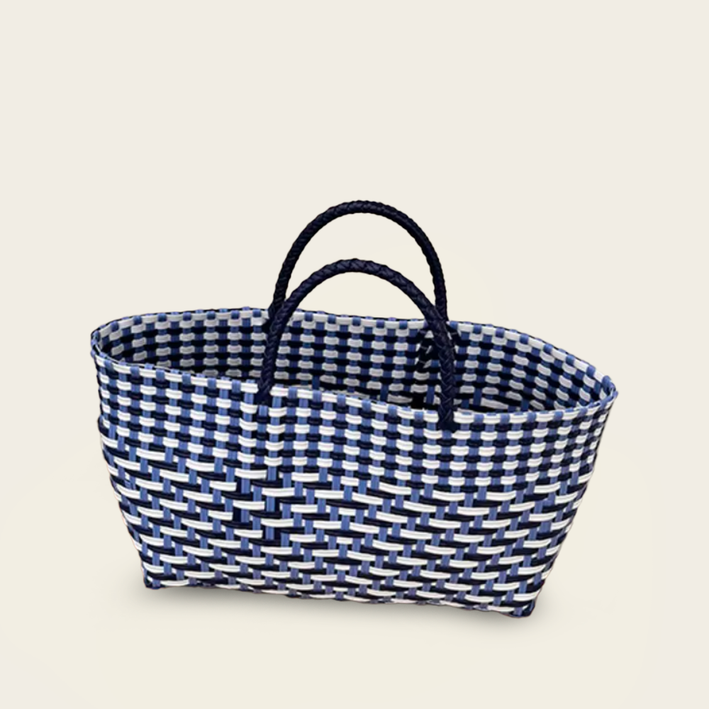 Panier de Course<br>en Osier Bleu