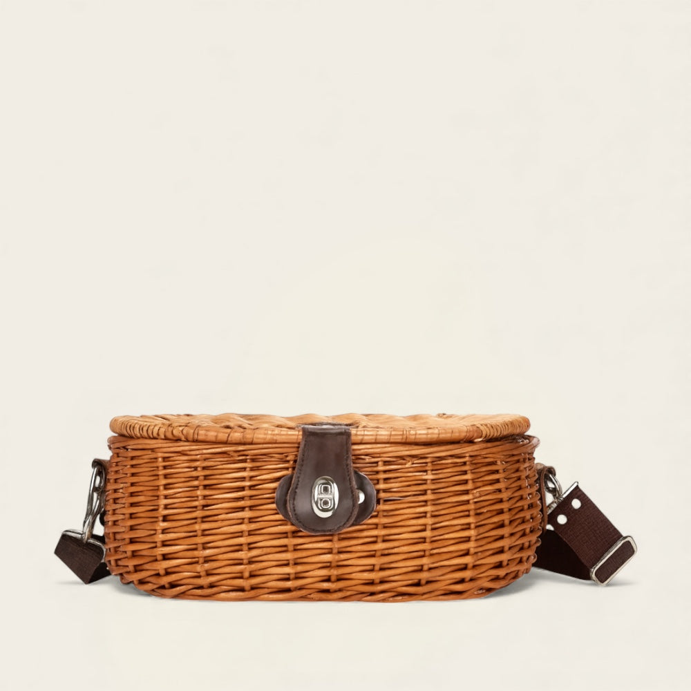 Panier de Pêche en Osier<br>avec Couvercle