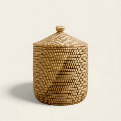 Panier en Osier Africain<br>avec Couvercle