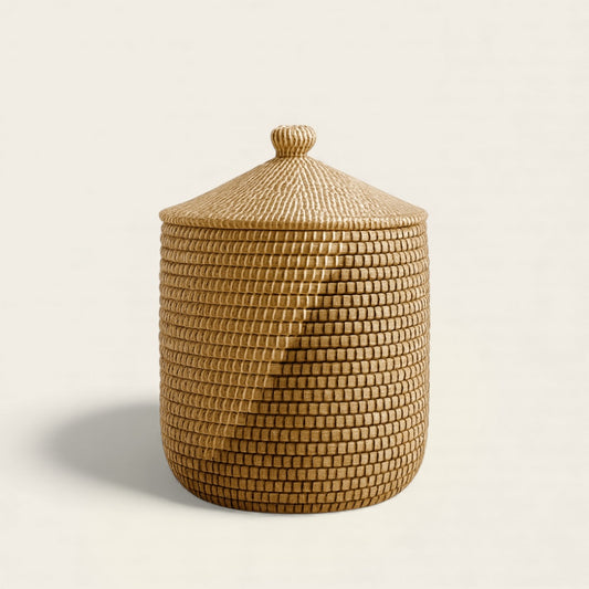 Panier en Osier Africain<br>avec Couvercle