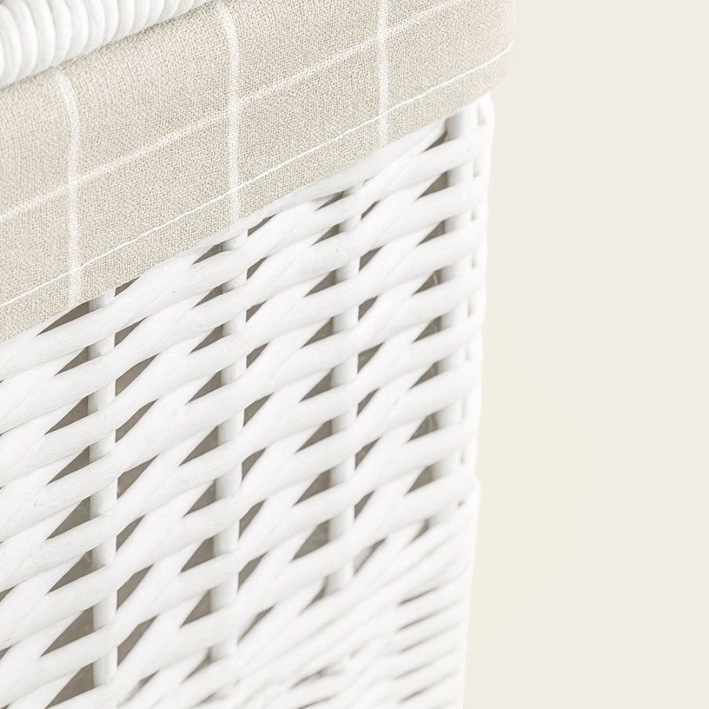 Panier Blanc en Osier<br>avec Couvercle