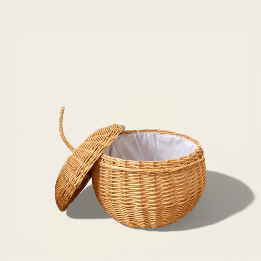 Panier en Osier<br>en Forme de Citrouille