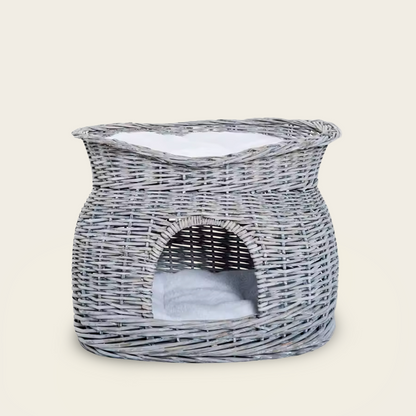 Panier Gris en Osier<br>pour Chat