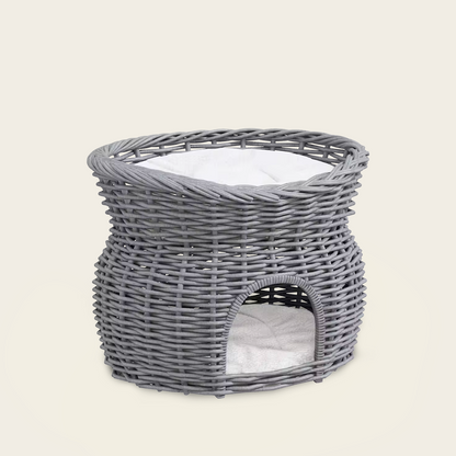 Panier Gris en Osier<br>pour Chat