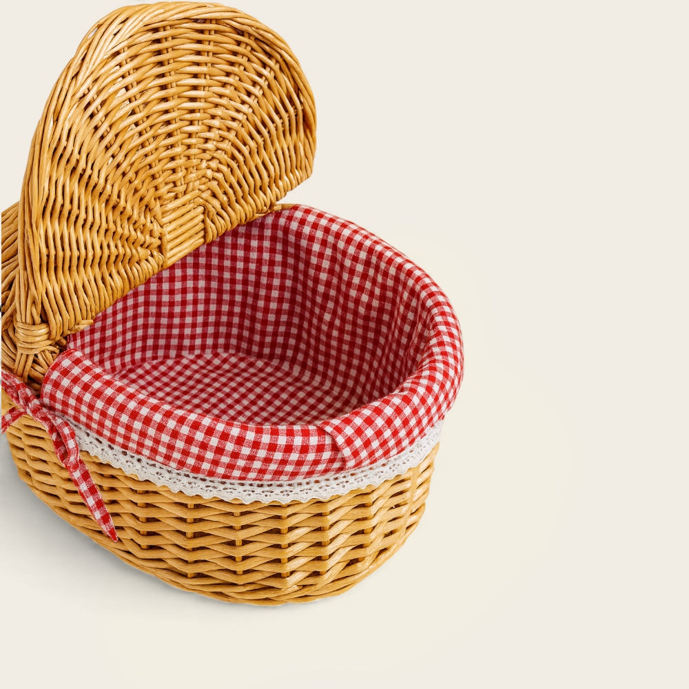 Ancien Panier en Osier<br>à deux Couvercles