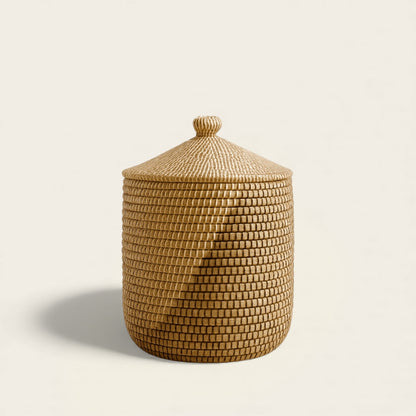 Panier en Osier Africain<br>avec Couvercle