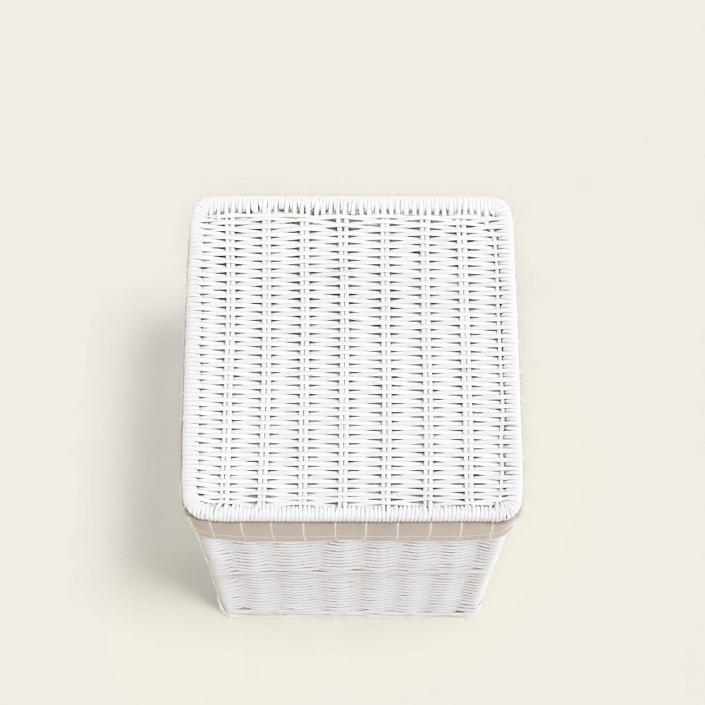 Panier Blanc en Osier<br>avec Couvercle