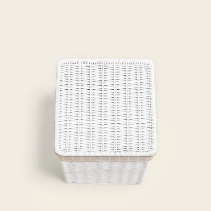 Panier Blanc en Osier<br>avec Couvercle