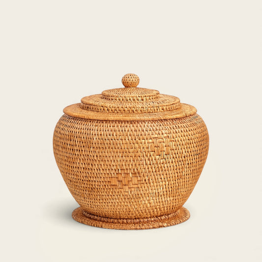 Panier Déco en Osier<br>avec Couvercle