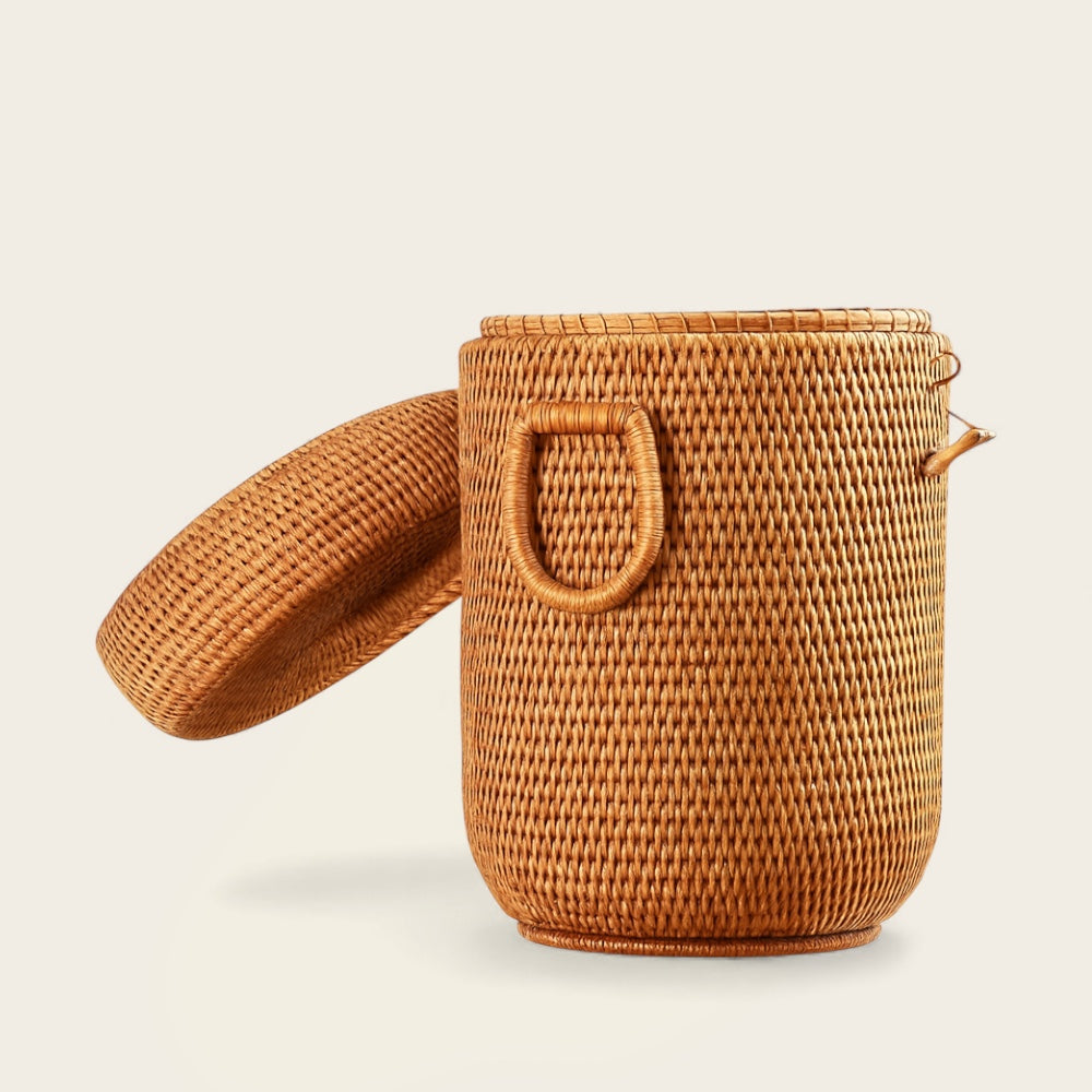 Panier en Osier avec Anses<br>et Couvercle