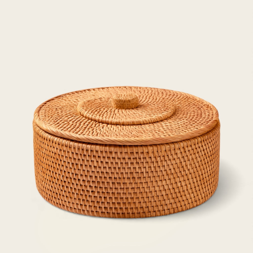 Panier en Osier avec Couvercle<br>de Style Indien