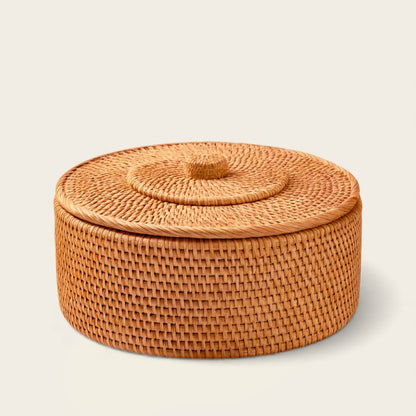 Panier en Osier avec Couvercle<br>de Style Indien