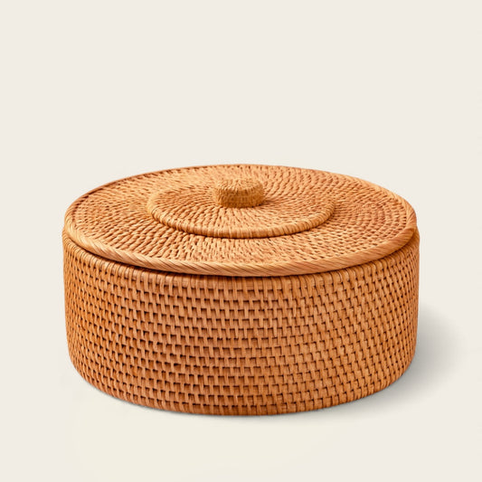 Panier en Osier avec Couvercle<br>de Style Indien