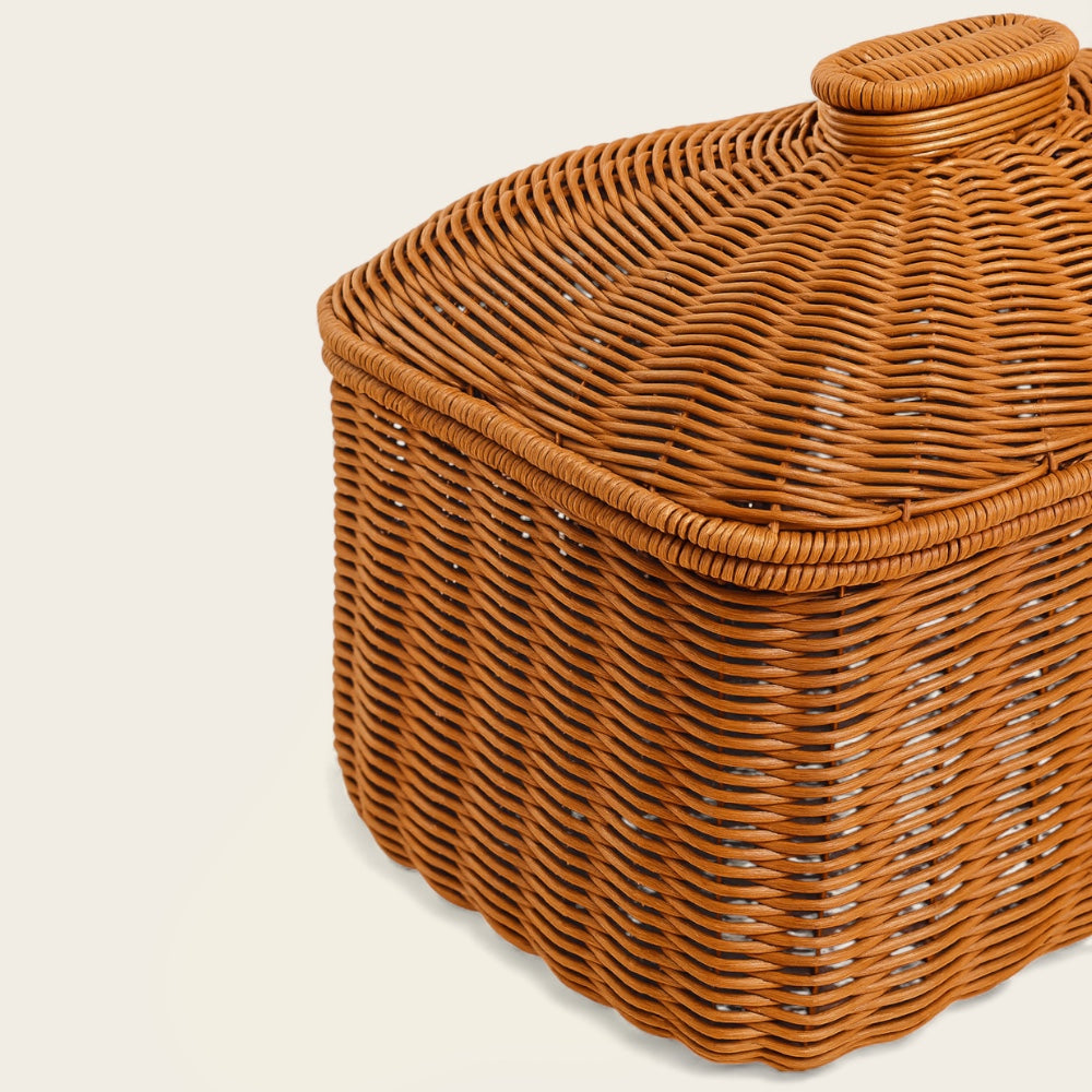 Panier Carré en Osier<br>avec Couvercle