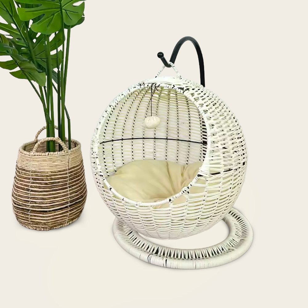 Panier Suspendu<br>en Osier pour Chat