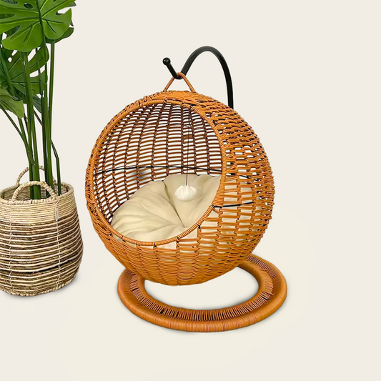 Panier Suspendu<br>en Osier pour Chat