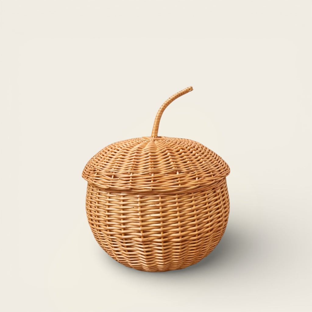 Panier en Osier<br>en Forme de Citrouille