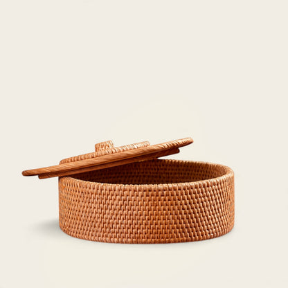 Panier en Osier avec Couvercle<br>de Style Indien